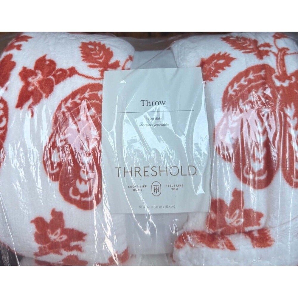 Threshold Reversible Throw Blanket Brown White 50 x 60 Cozy Home Decor